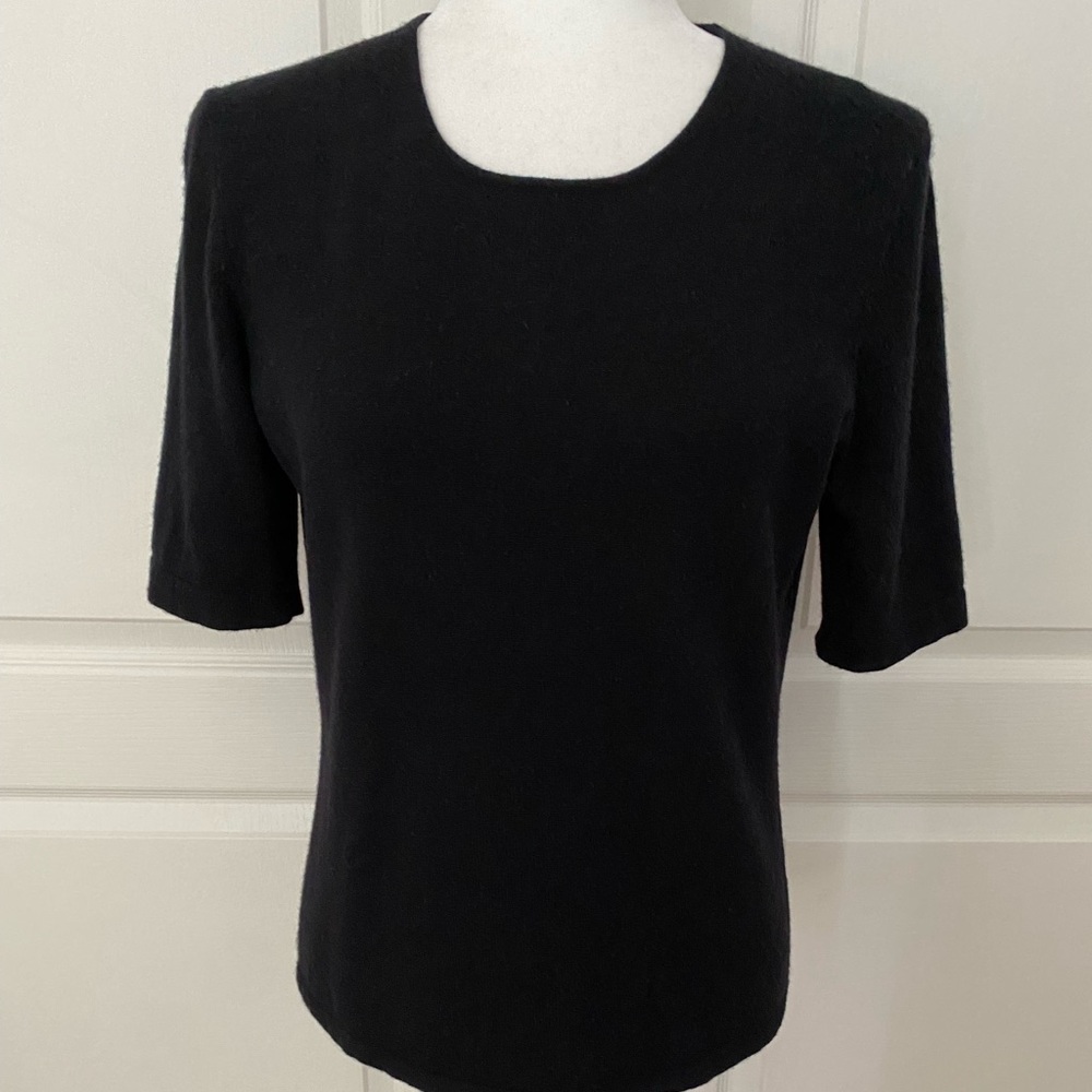 Banana Republic Black Crewneck Short-Sleeve Sweater